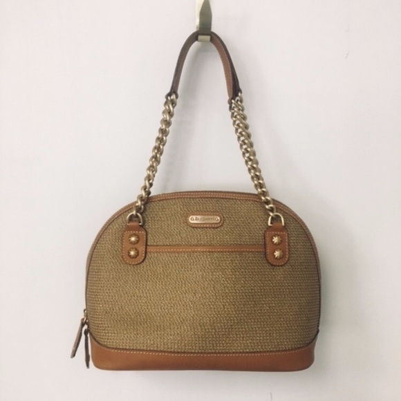 Eric Javits Woven Straw Leather Shoulder Bag